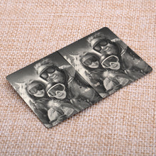 Load image into Gallery viewer, Engraving on One Side of an Anodized Black Aluminum Wallet Size Card
